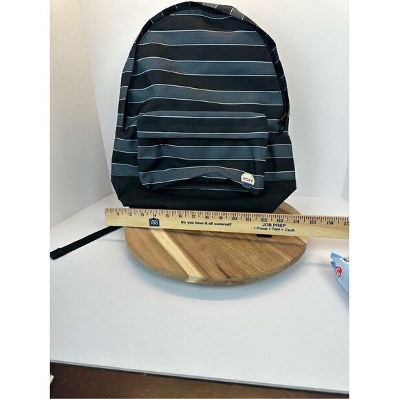 Roxy Sugar Baby Double Striped Blue Canvas Backpack Back Pack - Picture 3 of 12